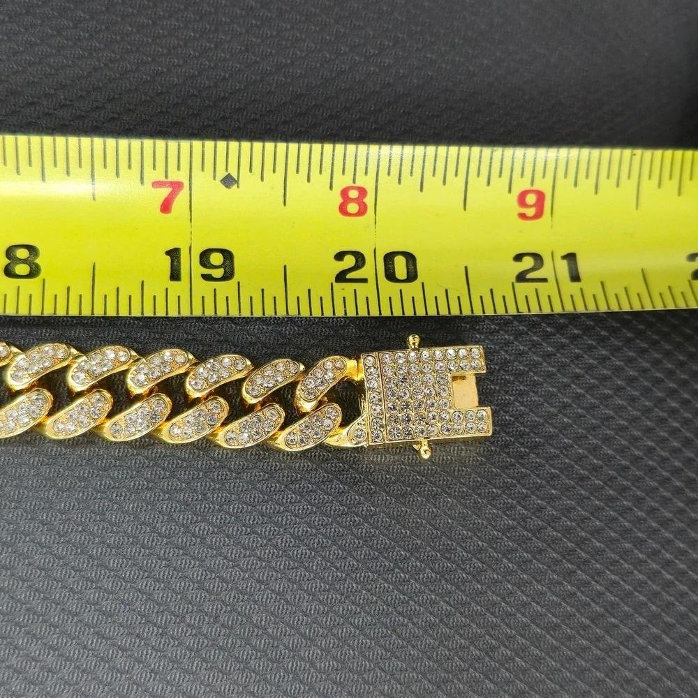 Gold Iced Out Cuban Link Chain San Judas Saint Jude Pendant Necklace 20 Inch New